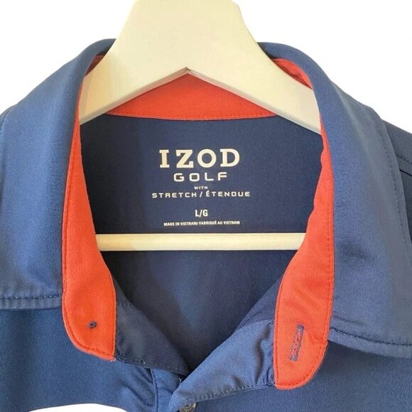 IZOD Men's Golf Polo in Salmon and Navy Size L - Short Sleeve with stretch - Picture 5 of 15
